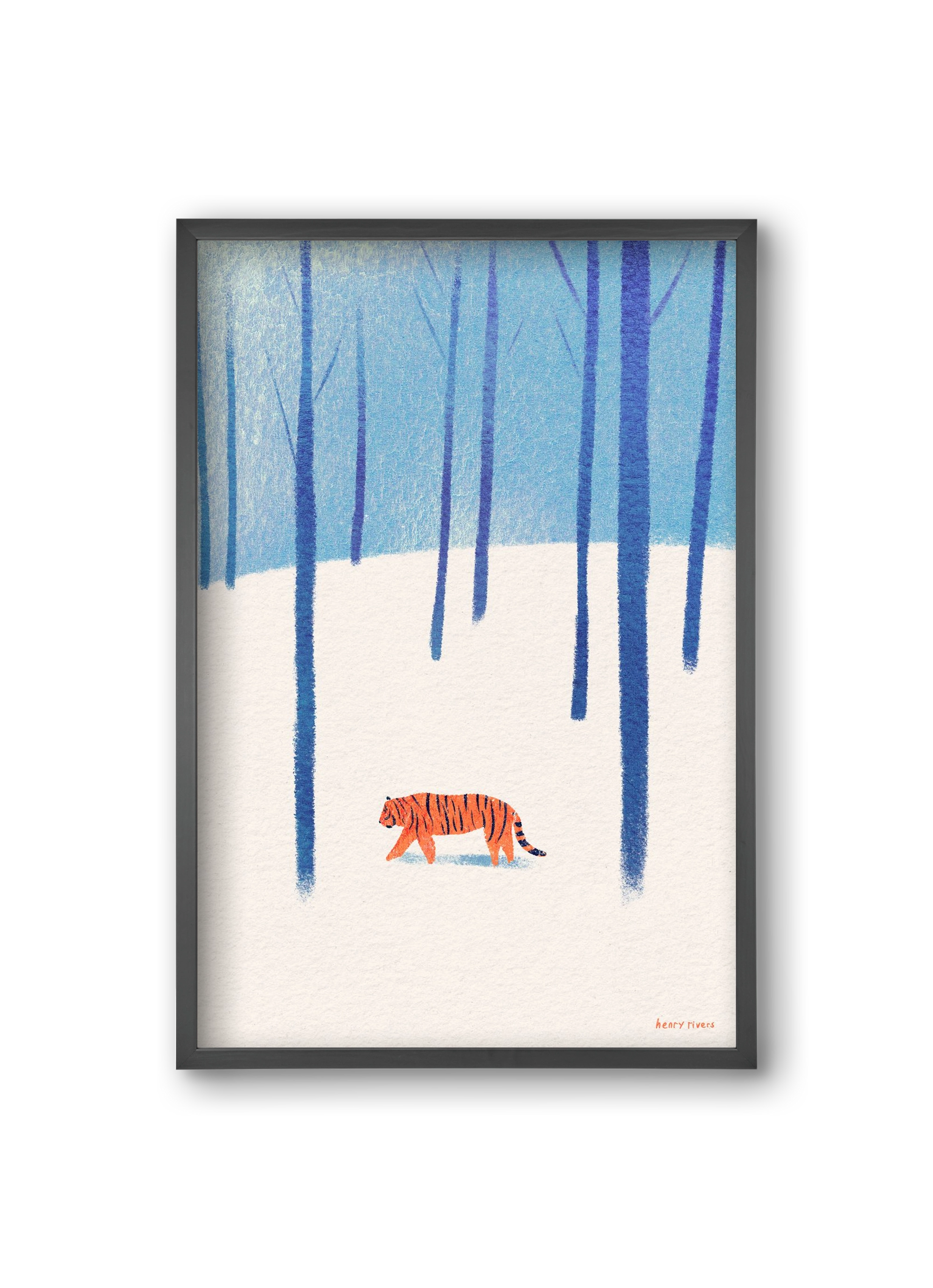 Tiger in the snow, 20x30 cm (20x30 cm), Fekete keret