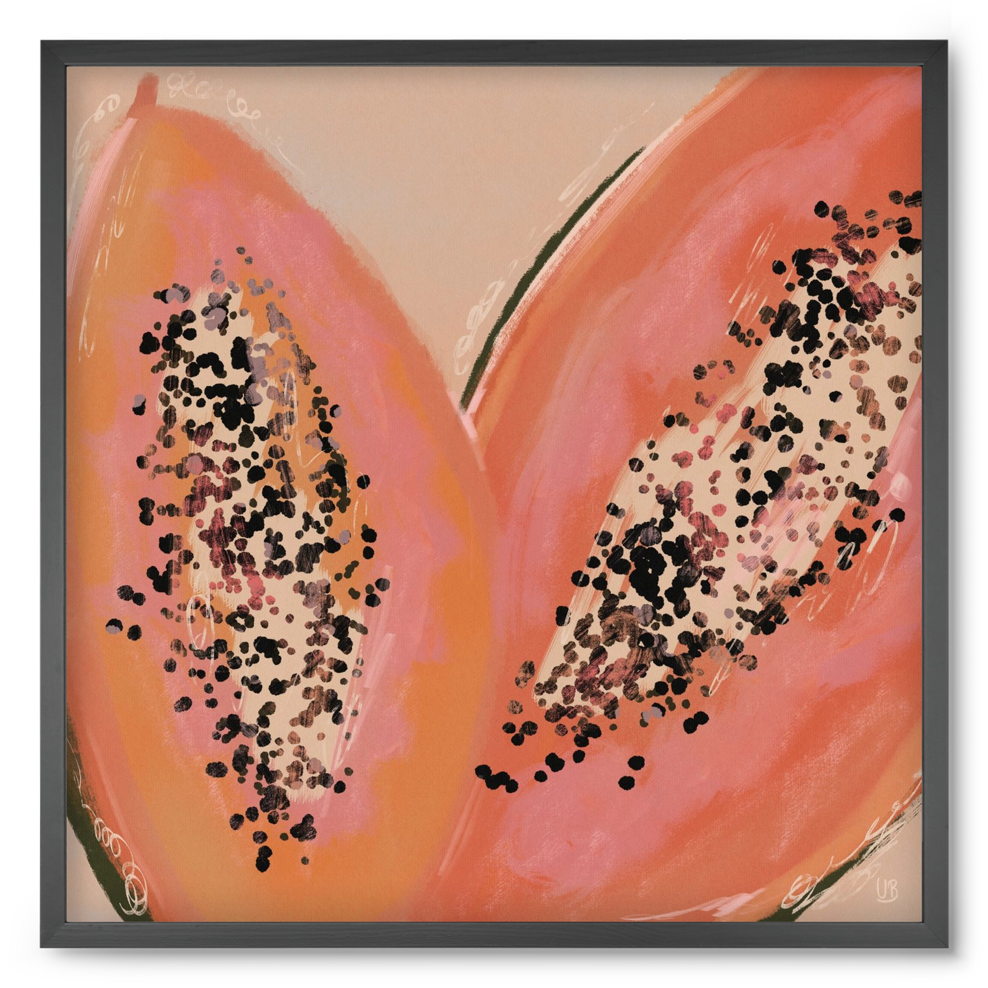 Pink Papaya, 50x50 cm (50x50 cm), Fekete keret