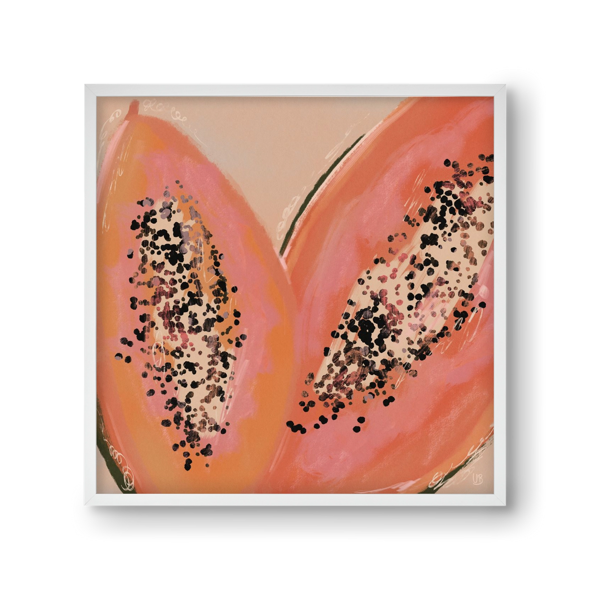 Pink Papaya, 30x30 cm (30x30 cm), Fehér keret