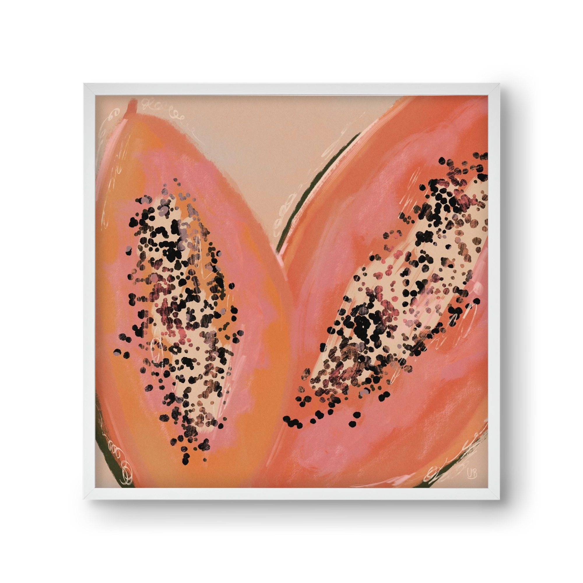 Pink Papaya, 30x30 cm (30x30 cm), Fehér keret