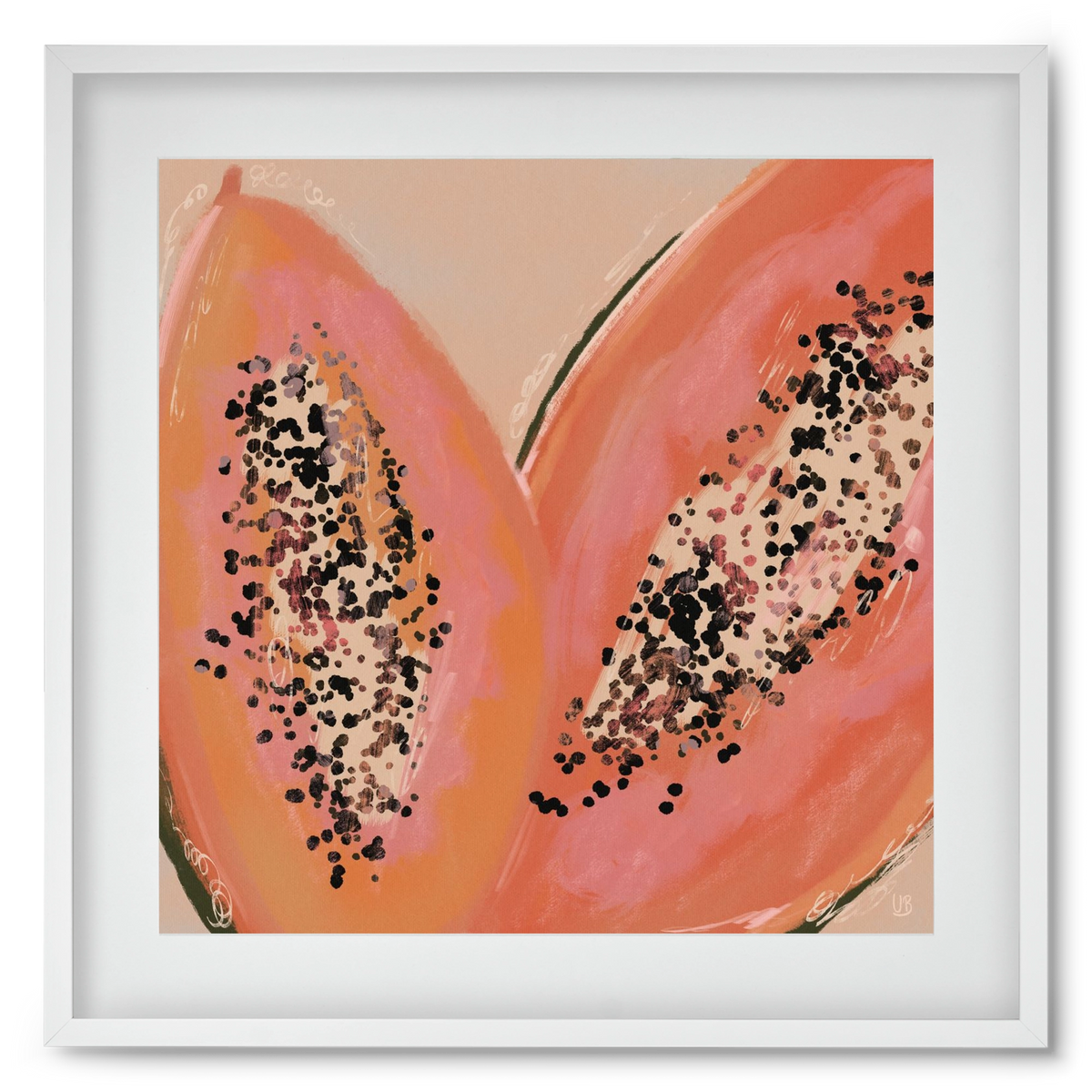 Pink Papaya, 50x50 cm (40x40 cm), Fehér keret, paszpartuval