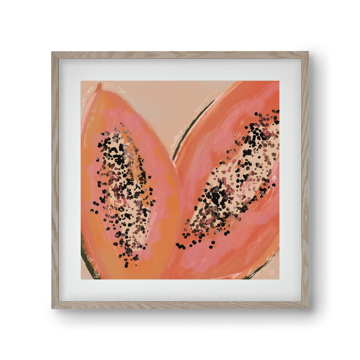 Pink Papaya, 30x30 cm (20x20 cm), Tölgy keret, paszpartuval