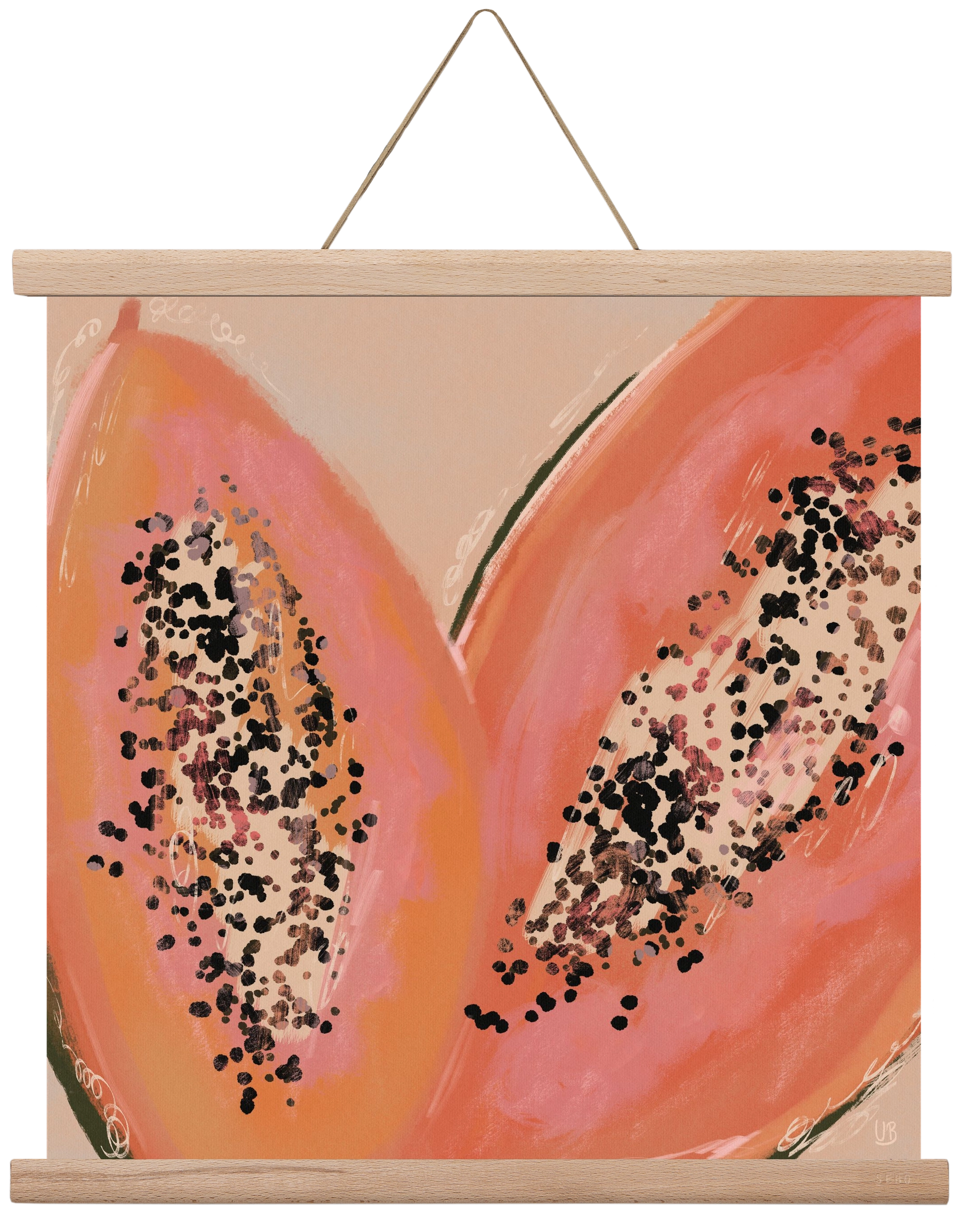 Pink Papaya, 40x40 cm (40x40 cm), Tölgy akasztó
