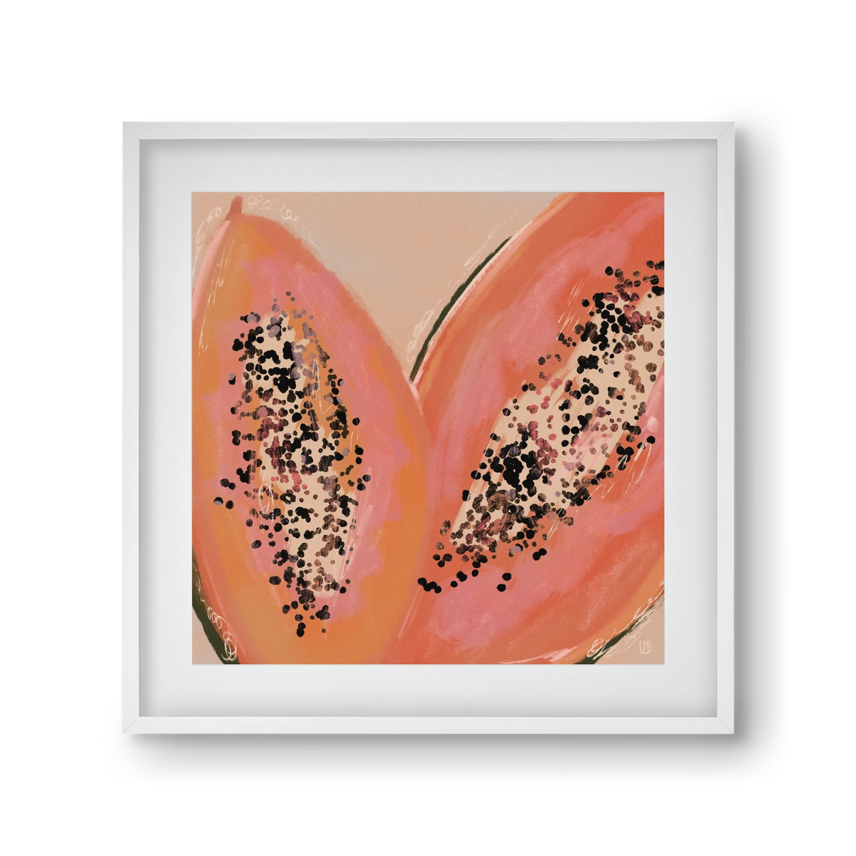 Pink Papaya, 30x30 cm (20x20 cm), Fehér keret, paszpartuval