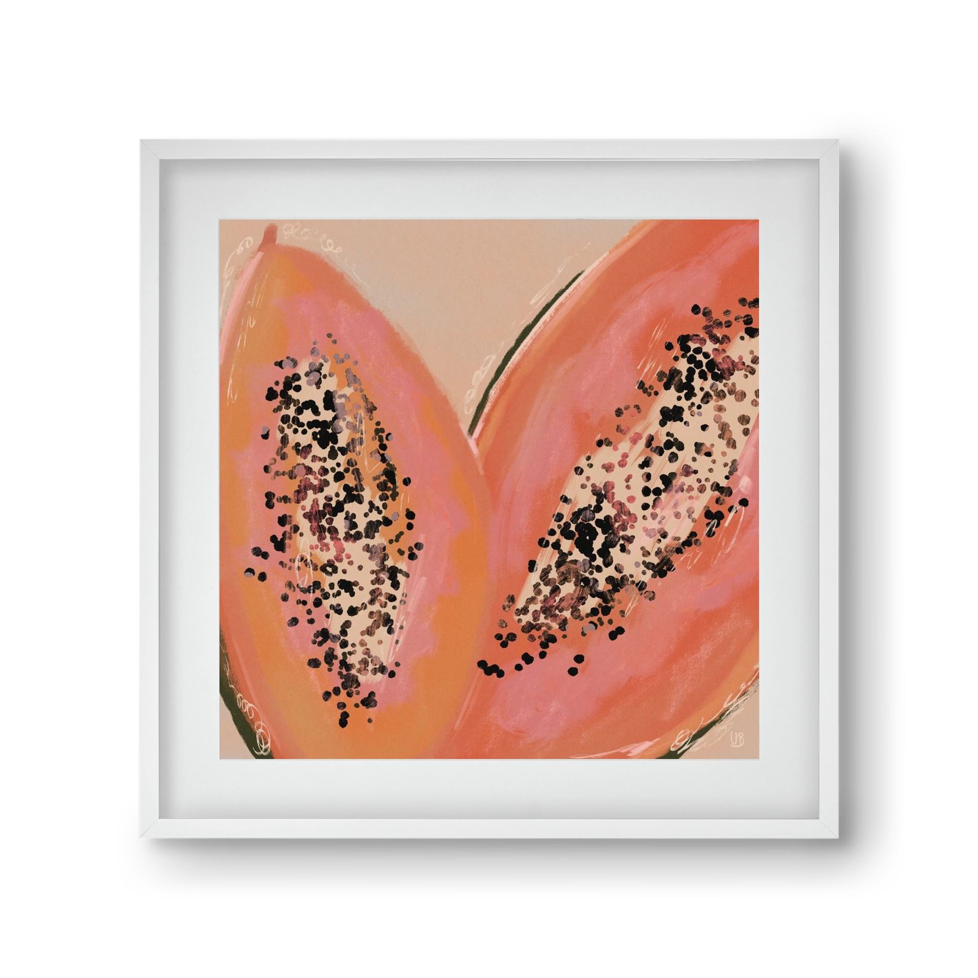 Pink Papaya, 30x30 cm (20x20 cm), Fehér keret, paszpartuval