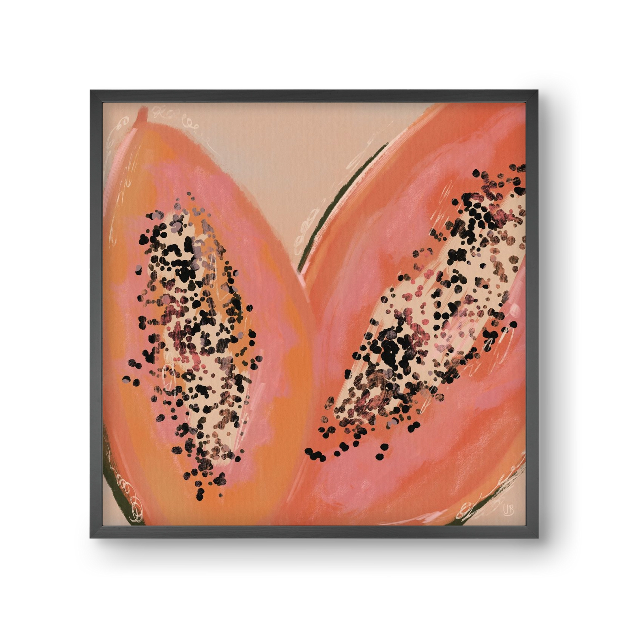 Pink Papaya, 30x30 cm (30x30 cm), Fekete keret