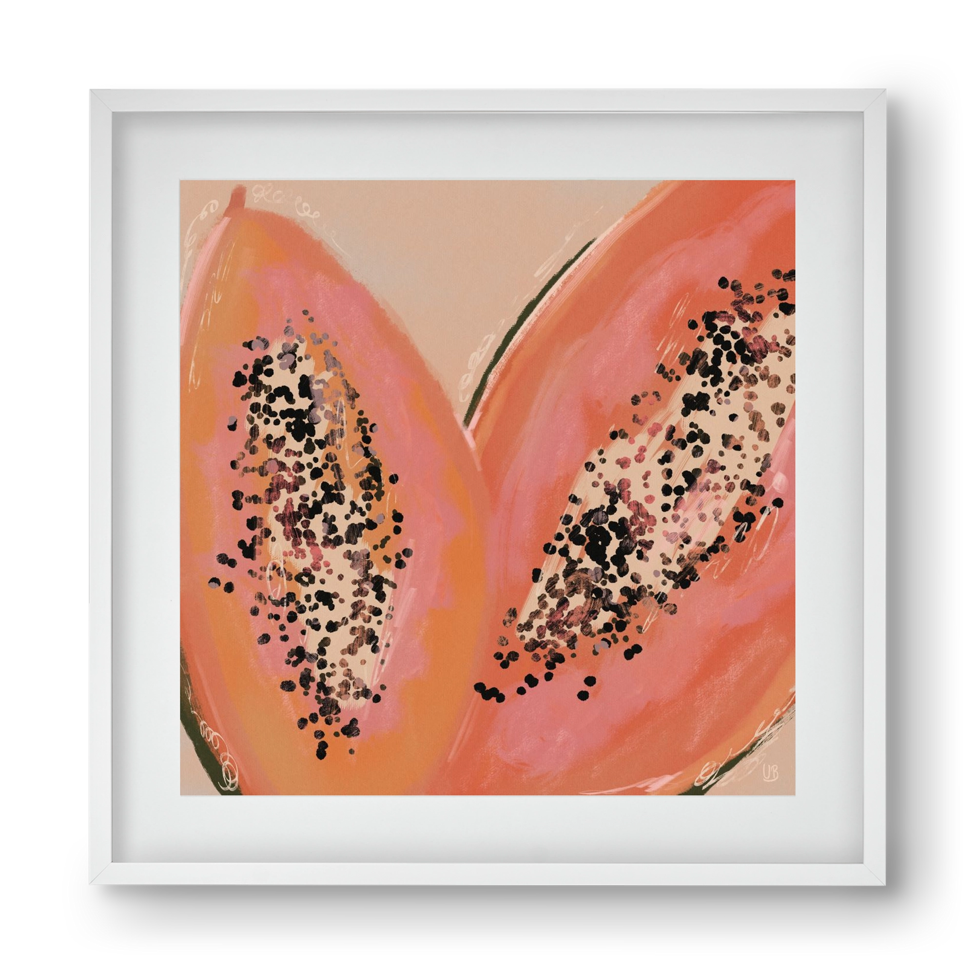 Pink Papaya, 40x40 cm (30x30 cm), Fehér keret, paszpartuval
