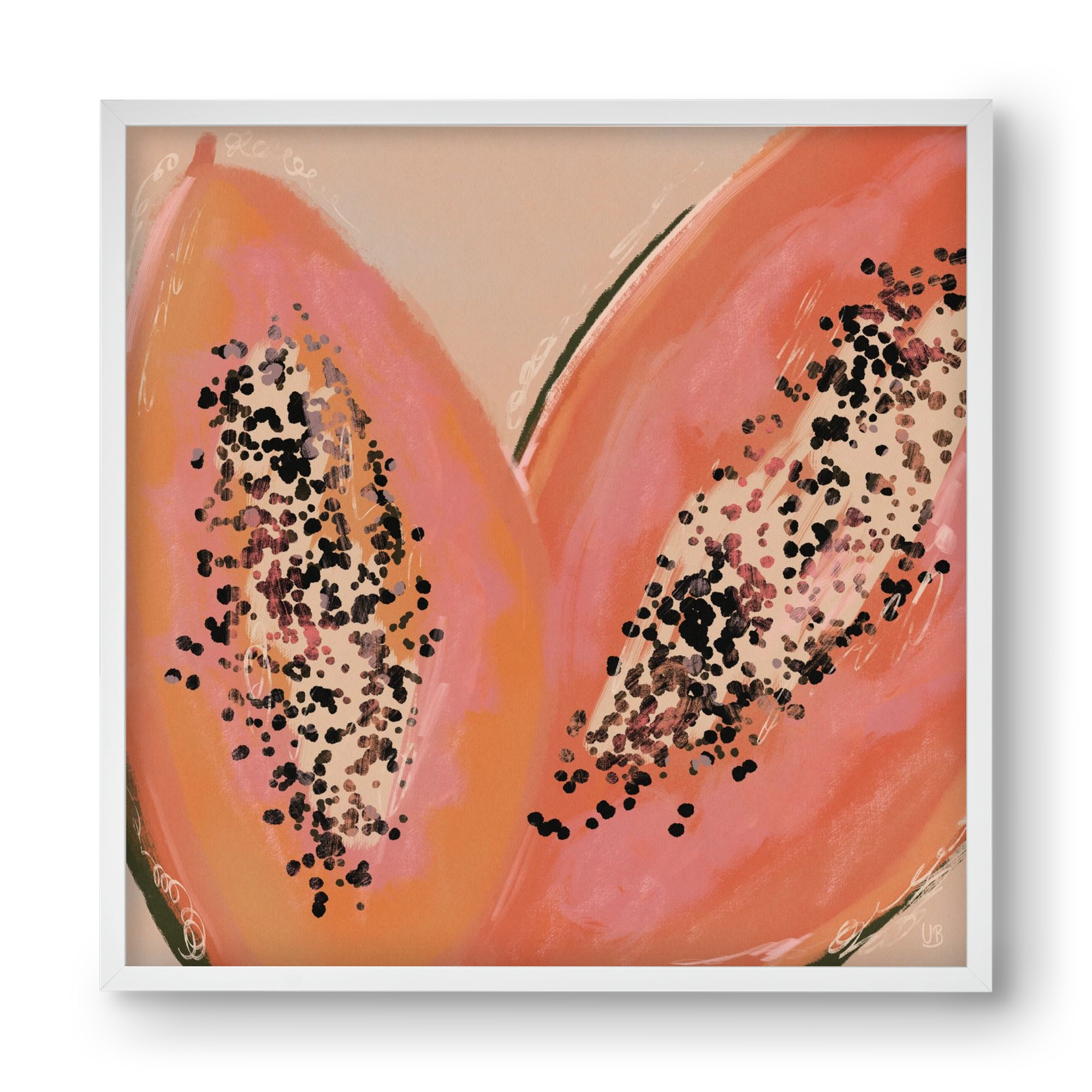 Pink Papaya, 40x40 cm (40x40 cm), Fehér keret