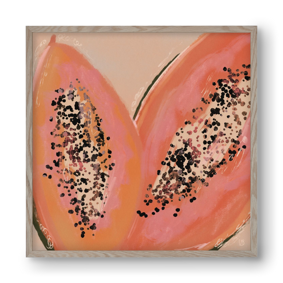 Pink Papaya, 40x40 cm (40x40 cm), Tölgy keret