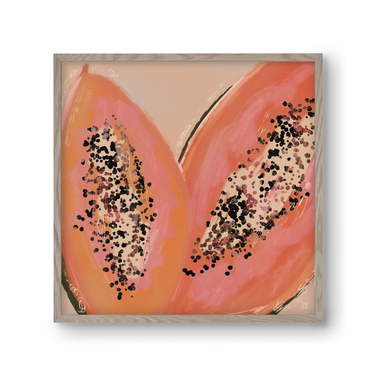 Pink Papaya, 30x30 cm (30x30 cm), Tölgy keret