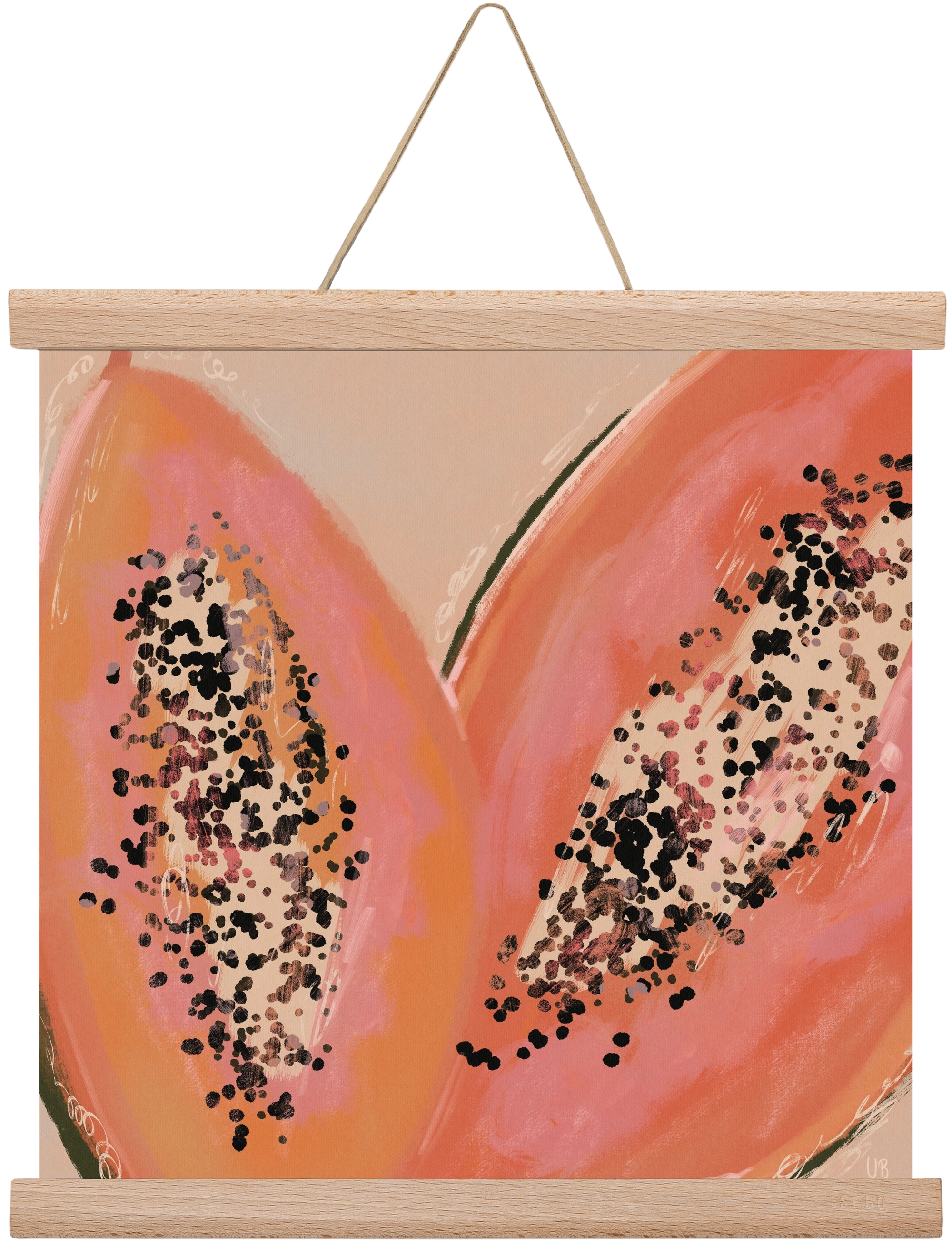 Pink Papaya, 30x30 cm (30x30 cm), Tölgy akasztó